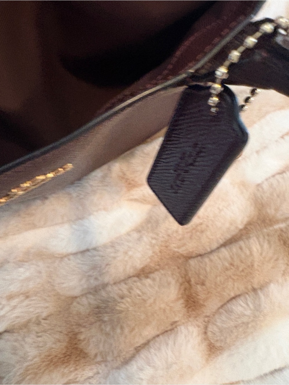 Coach Dark Brown Leather Tote with Gold Heart Charm - Picture 6 of 12
